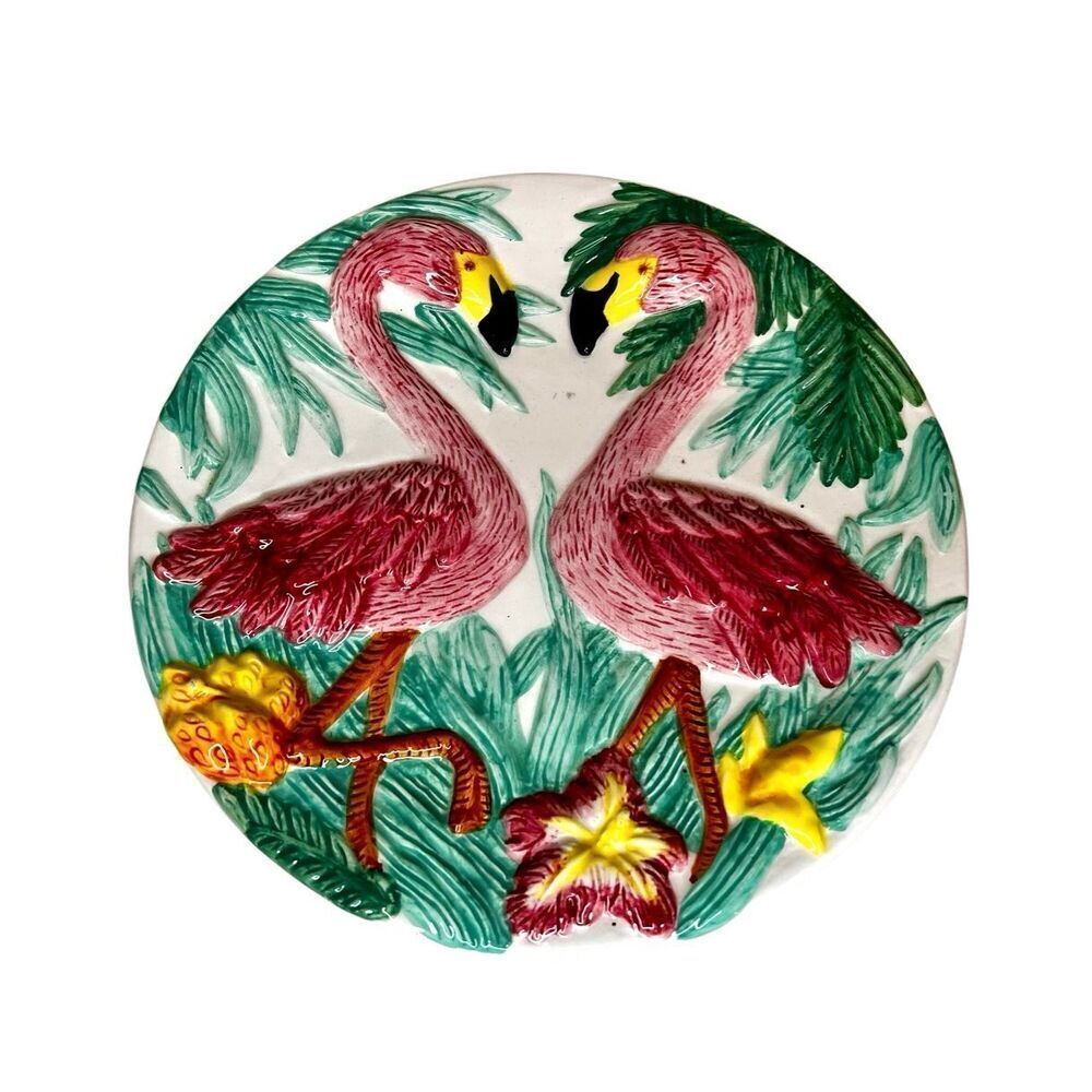 Vintage 1997 Lotus Pink Flamingo Decorative Plate